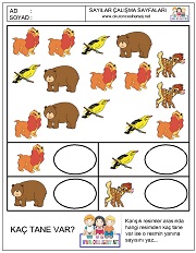 okul öncesi sayılar çalışma sayfaları